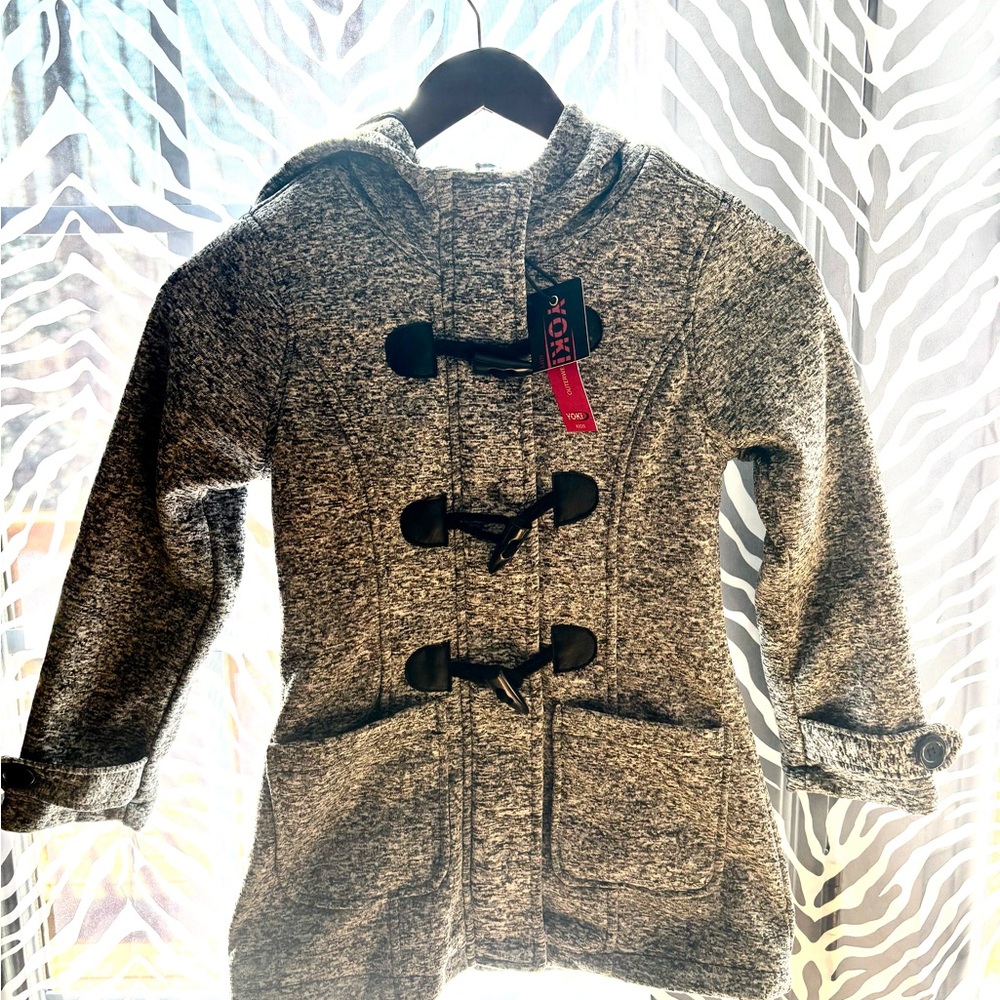 Yoki Heathered Light Brown Pea Coat with Toggle Closures and Hood